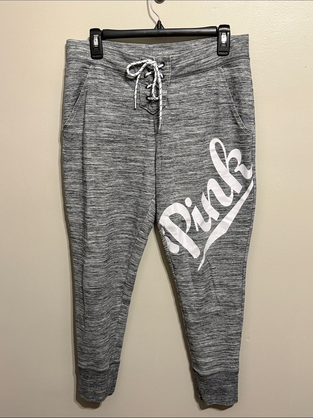PINK Victoria's Secret Heather Gray Logo Joggers